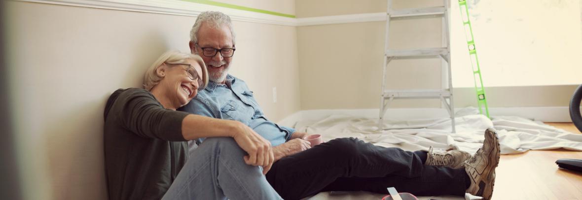 older couple doing home improvement project