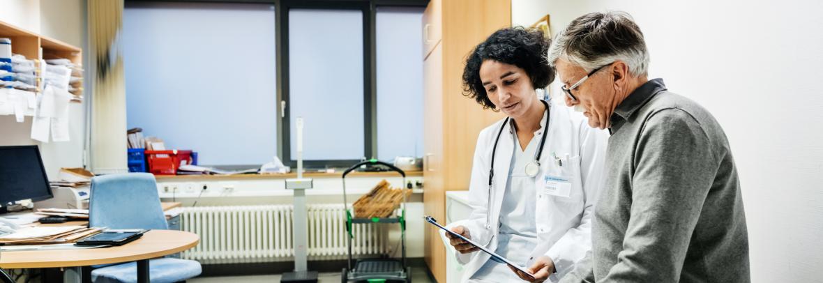 patient visiting with doctor