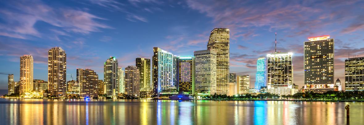 Miami skyline at night