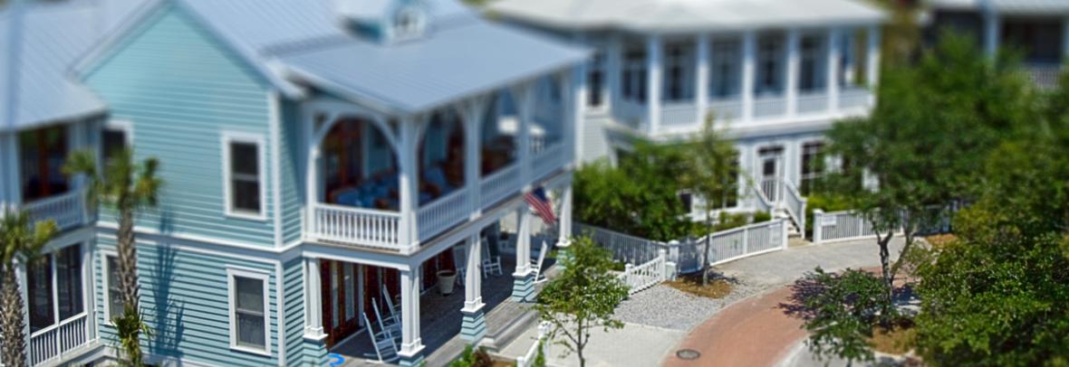 houses in neighborhood pictured from above