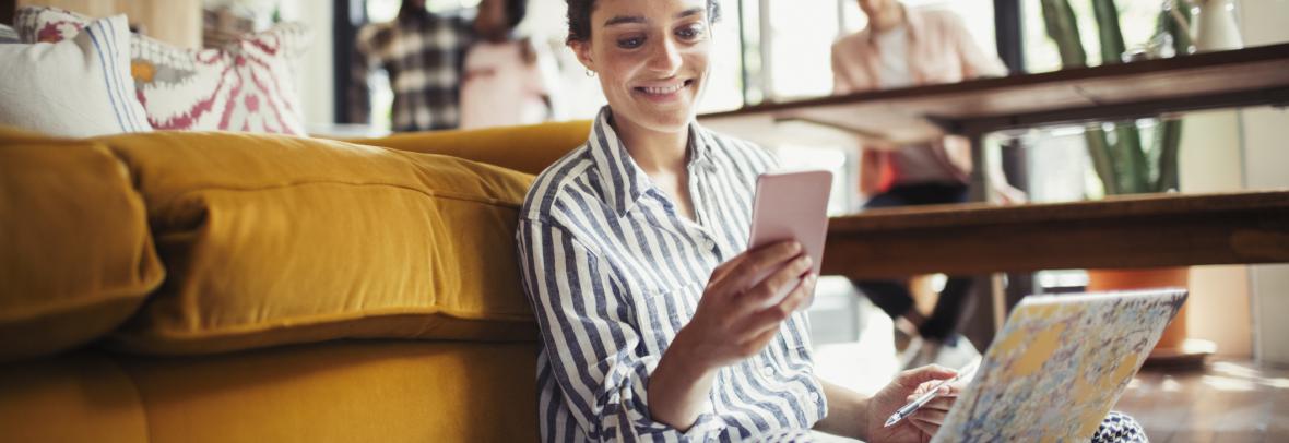 woman on phone and computer
