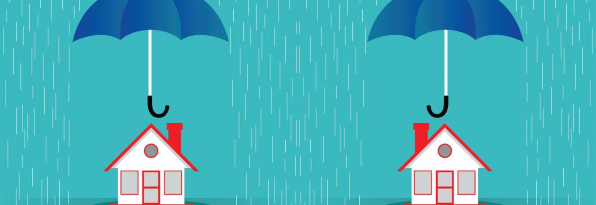 house covered by umbrella during rainstorm