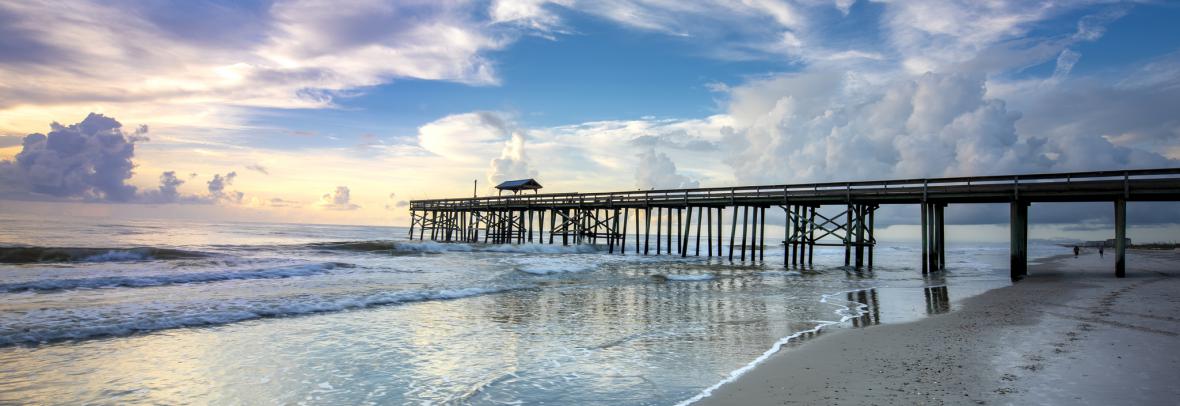 Florida beach pier at sunset