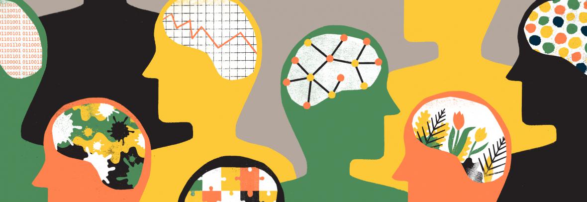 illustration of people with different types of brains