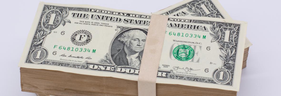 stacks of dollar bills