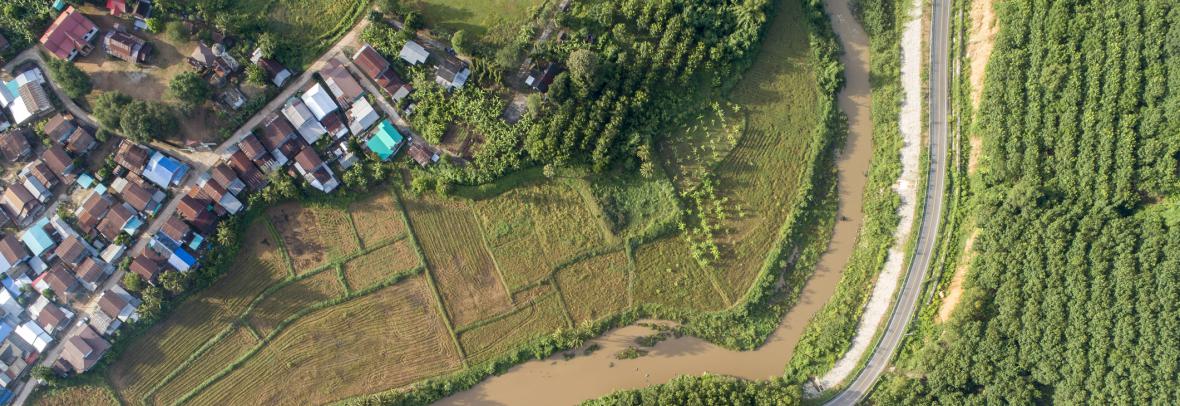 aerial view of subdivision and land