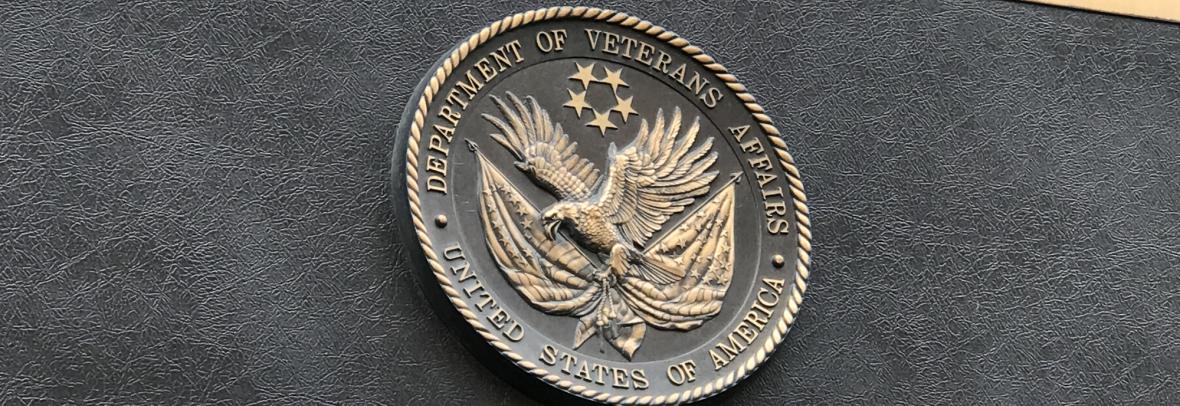 Washington DC/USA Mar 25 2019/Signboard of United States Department of Veterans Affairs(VA).The VA stands in front of Lafayette Square Park in the north of the White House.