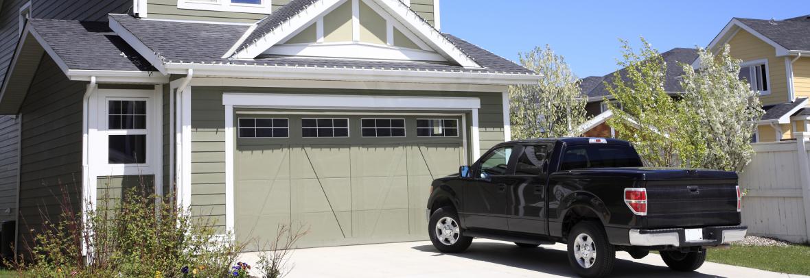 pickup truck in driveway