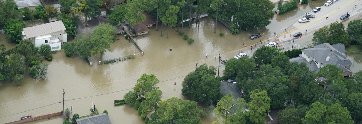 aerial view of flood damage during hurricane harvey