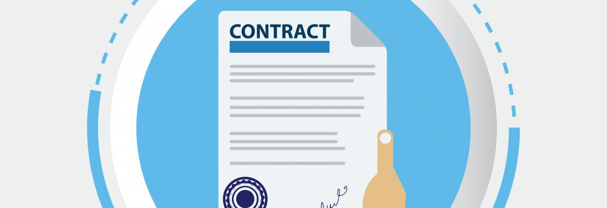 Contract document with rubber stamp, Sign contract