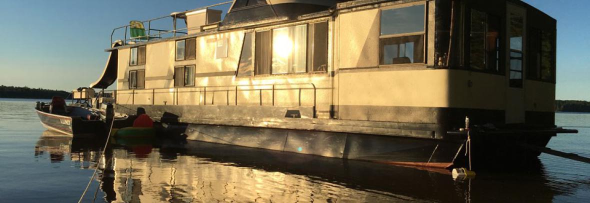 Houseboat docked in a lake