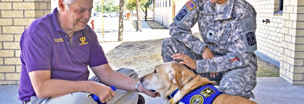 Army vet with assistance animal
