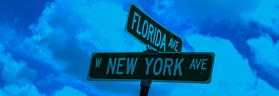 Florida and New York street sign