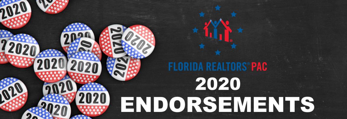 2020 Florida Realtors PAC endorsements with 2020 buttons