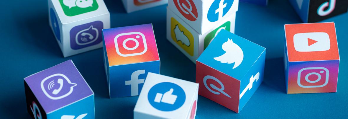 Blocks featuring different social media logos