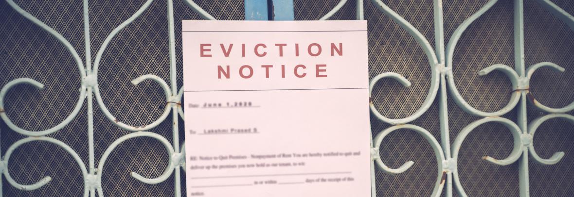 eviction notice posted on screen door