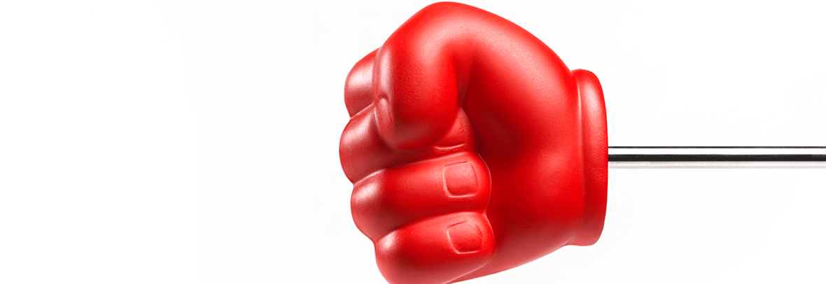 Photo of a red hand making a punch fist