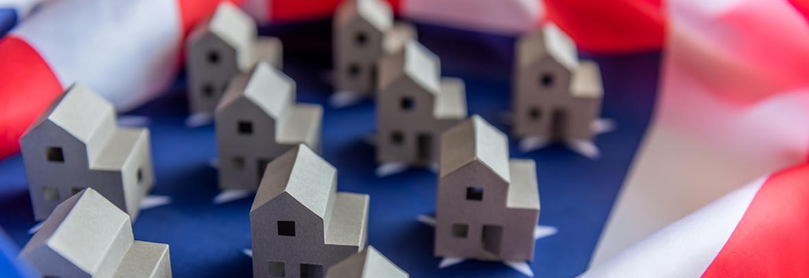 Houses on American flag photo illustration
