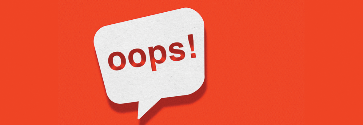 illustration of a dialogue bubble with the word oops! in it, on red background