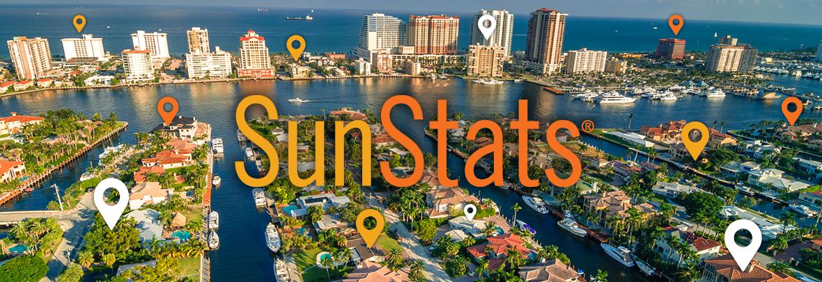 SunStats logo over image of Florida coastal city