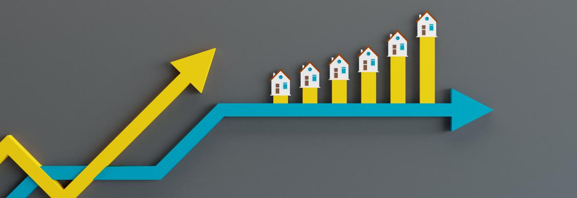 illustration of chart with arrows and houses