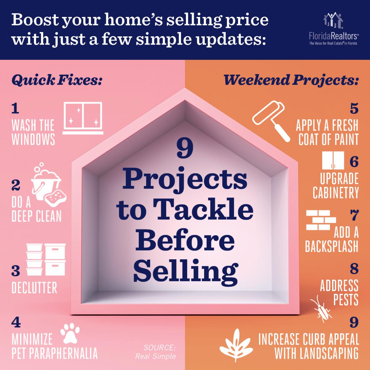 9 Projects to Tackle Before Selling infographic