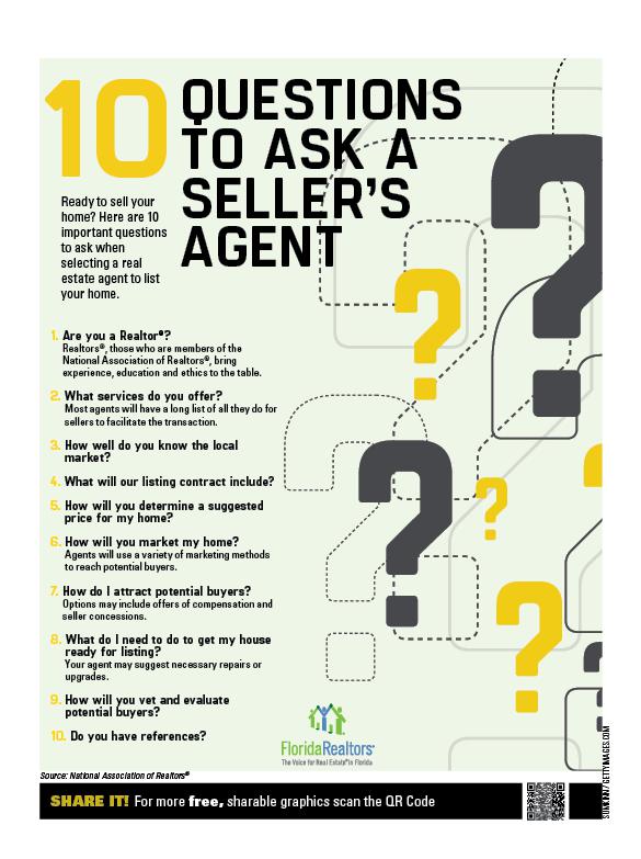 10 questions to ask a seller’s agent infographic
