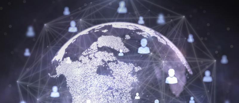 Globe image with digital heads