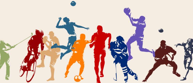 illustration of different types of athletes in a variety of colors