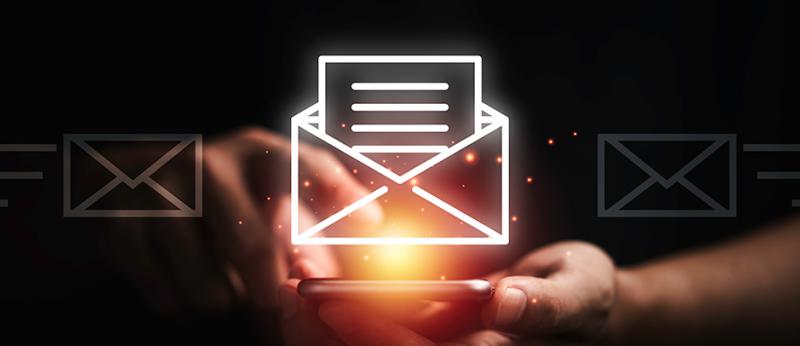 hand sending email with phone photo illustration