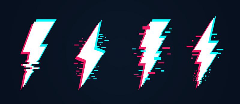 illustration of 4 lightening bolts on a blue background