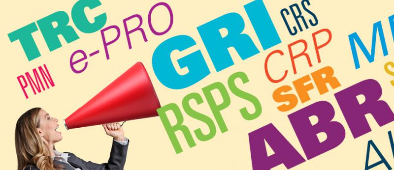 Photo collage of a woman with megaphone and designations