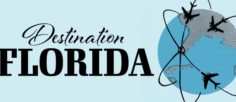 illustration of planes flying into Florida from around the globe