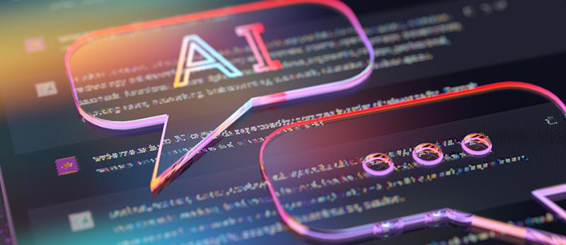 digital illustration of dialogue bubbles with AI inside