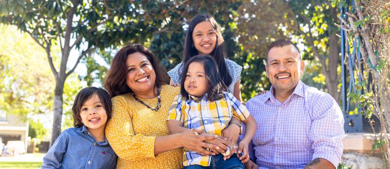 Young Mexican Family Portrait in the Park
