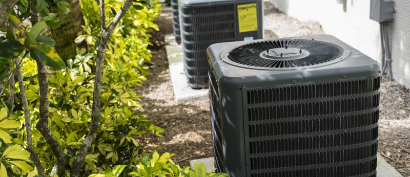 Florida air conditioning unit in garden 