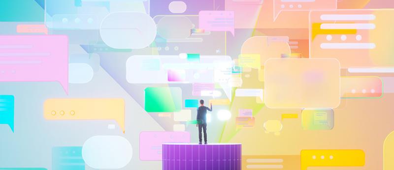 digital illustration of colorful dialogue bubbles