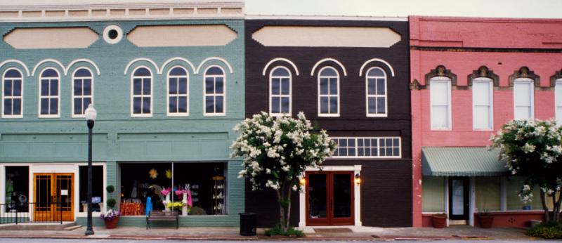 row of downtown businesses