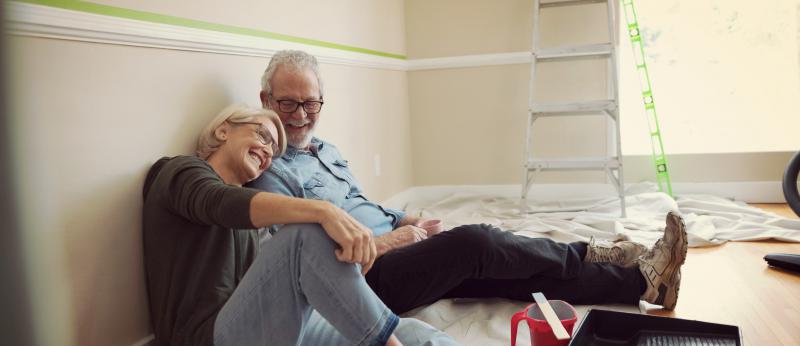older couple doing home improvement project