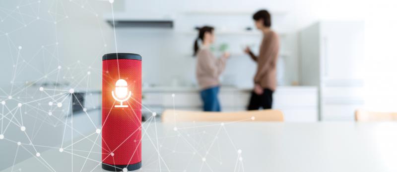 smart speaker in kitchen
