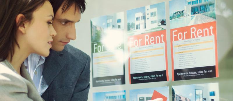 couple looking at houses for rent