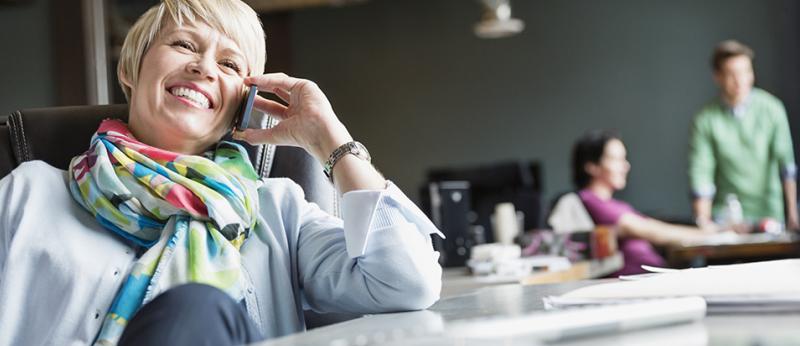 Woman on the phone, referral network