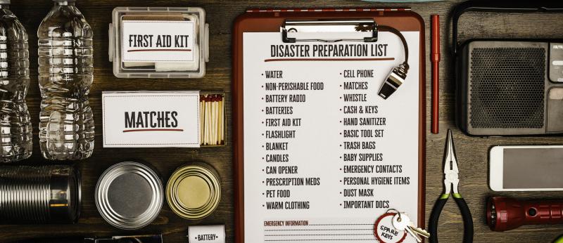 collage of hurricane supplies