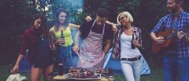 Young people at a barbecue