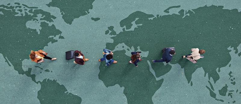 people walking across continents