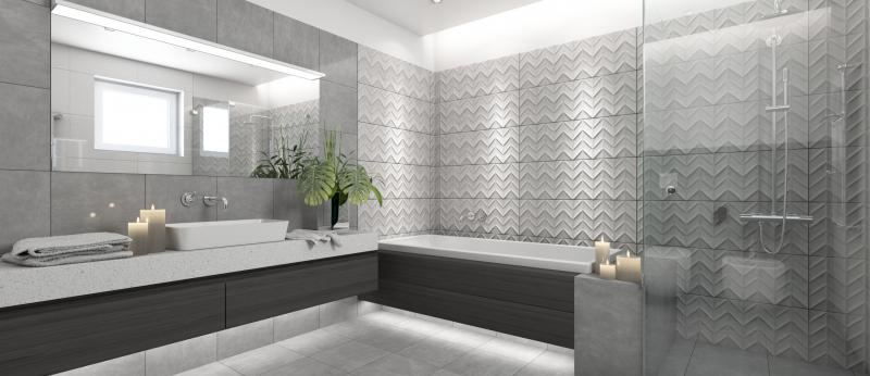 Large, modern all-white bathroom with glass shower