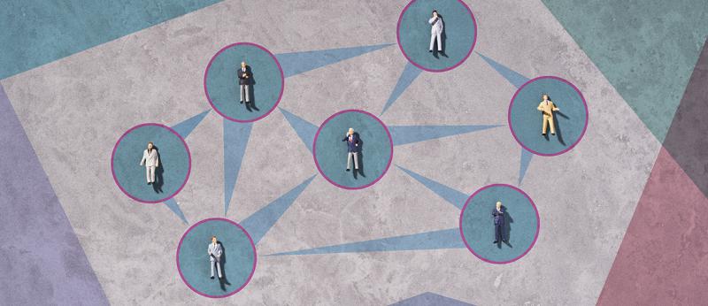 Illustration of people social distanced