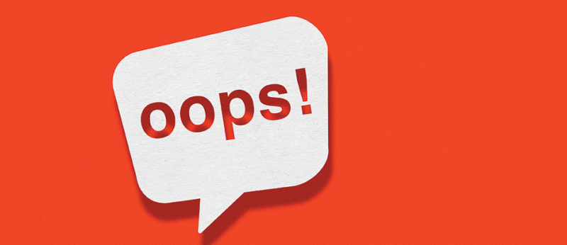 illustration of a dialogue bubble with the word oops! in it, on red background