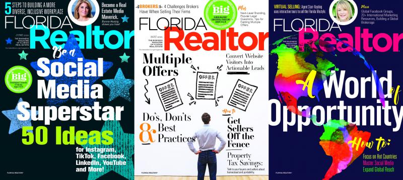 Collage of Florida Realtor magazine covers