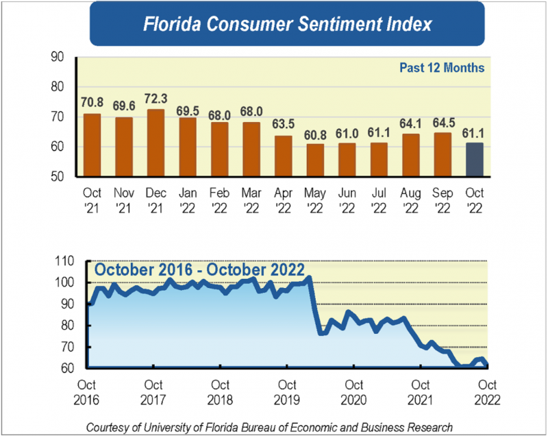 Two graphs show Florida consumer confidence changes over time